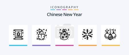 Illustration for Chinese New Year Line 5 Icon Pack Including currency. chinese. holiday. cash. flower. Creative Icons Design - Royalty Free Image