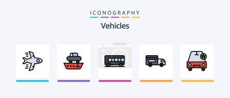 Ilustración de Vehicles Line Filled 5 Icon Pack Including logistics. speed. car. motor. slash. Creative Icons Design - Imagen libre de derechos