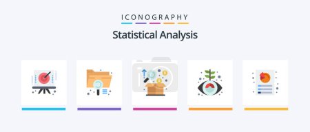 Illustration for Statistical Analysis Flat 5 Icon Pack Including marketing. finance. file. business. graph. Creative Icons Design - Royalty Free Image