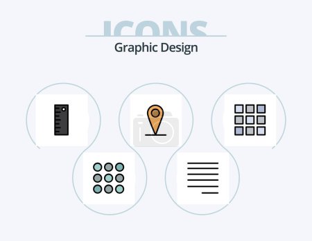 Ilustración de Design Line Filled Icon Pack 5 Icon Design. . vertical. . top - Imagen libre de derechos