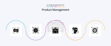 Ilustración de Product Management Glyph 5 Icon Pack Including productivity. mind. product. head. case - Imagen libre de derechos