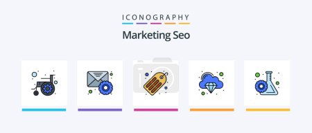 Illustration for Marketing Seo Line Filled 5 Icon Pack Including optimization. security. accessibility. protection. disability. Creative Icons Design - Royalty Free Image