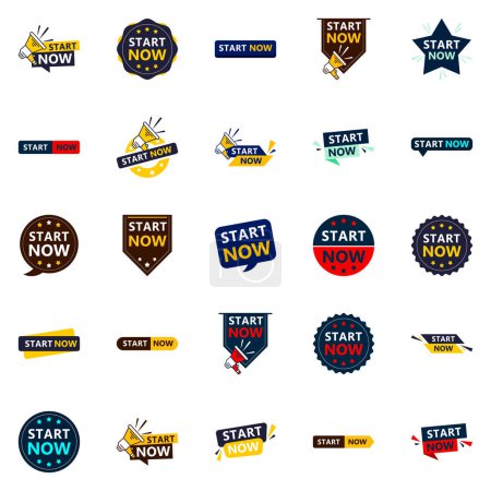 Téléchargez les illustrations : 25 Professional Typographic Designs for encouraging starting Start Now - en licence libre de droit