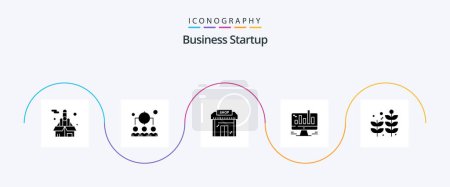 Ilustración de Business Startup Glyph 5 Icon Pack Including business . shop. leadership . market . business - Imagen libre de derechos