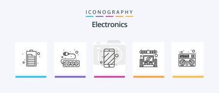 Illustration for Electronics Line 5 Icon Pack Including . refrigerator. charging. fridge. solar. Creative Icons Design - Royalty Free Image