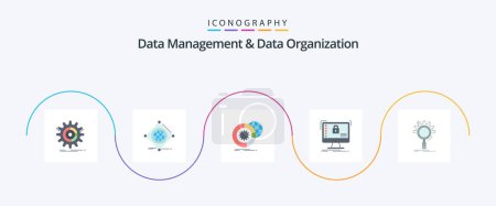 Illustration for Data Management And Data Organization Flat 5 Icon Pack Including safe. secure. of. services. analysis - Royalty Free Image