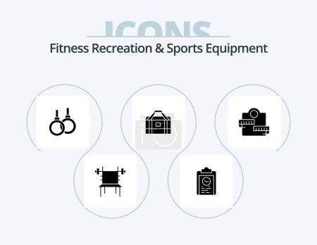 Illustration for Fitness Recreation And Sports Equipment Glyph Icon Pack 5 Icon Design. sports. equipment. progress. bag. sport - Royalty Free Image