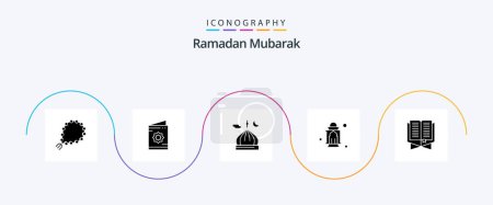 Ilustración de Ramadan Glyph 5 Icon Pack Including islam. quran. muslim. pray. islam - Imagen libre de derechos