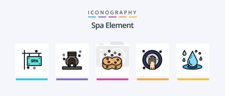 Téléchargez les illustrations : Spa Element Line Filled 5 Icon Pack Including candles. yoga. honey. spa. honey. Creative Icons Design - en licence libre de droit
