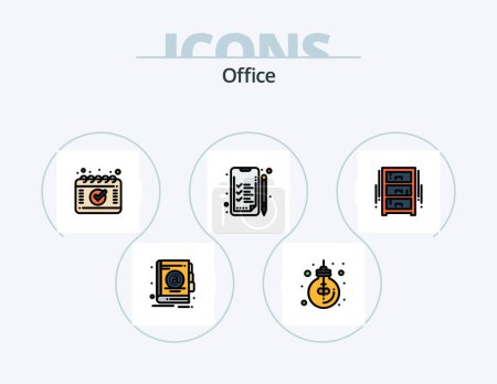 Illustration for Office Line Filled Icon Pack 5 Icon Design. . book. workplace. address. office draw - Royalty Free Image