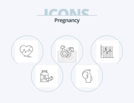Ilustración de Pregnancy Line Icon Pack 5 Icon Design. baby. pregnancy. needle. scientific. test - Imagen libre de derechos