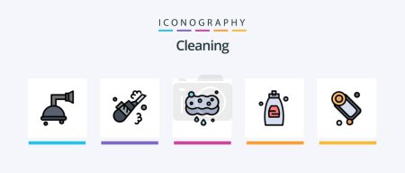 Ilustración de Cleaning Line Filled 5 Icon Pack Including . tissue. drying. paper. shower. Creative Icons Design - Imagen libre de derechos