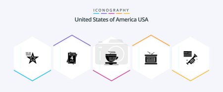 Illustration for Usa 25 Glyph icon pack including american. speaker. cup. flag. independece - Royalty Free Image