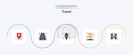 Ilustración de Travel Flat 5 Icon Pack Incluye la búsqueda. binocular. Ciudad. Señal. carretera - Imagen libre de derechos
