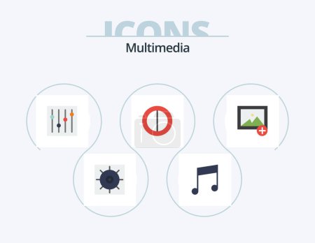 Téléchargez les illustrations : Multimédia Flat Icon Pack 5 Icon Design. . accordage. . nouveau - en licence libre de droit