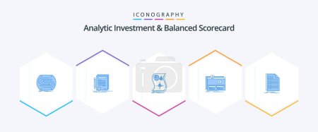 Illustration for Analytic Investment And Balanced Scorecard 25 Blue icon pack including fundraising. crowdfunding. degree. responsive. relationship - Royalty Free Image