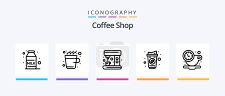 Illustration for Coffee Shop Line 5 Icon Pack Including shop. coffee. coffee. shop. coffee. Creative Icons Design - Royalty Free Image