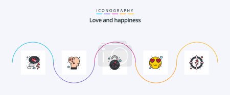 Illustration for Love Line Filled Flat 5 Icon Pack Including love. smiley. heart. love. emoticon - Royalty Free Image