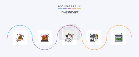 Ilustración de Investment Line Filled Flat 5 Icon Pack Including entrepreneurship. money. dollar. investment. bank - Imagen libre de derechos