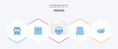 Illustration for Vehicles 25 Blue icon pack including . driveway. . road - Royalty Free Image