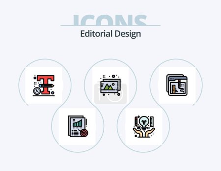 Téléchargez les illustrations : Conception éditoriale ligne rempli Icône Pack 5 Icône Design. Un crayon. dessin. l'éducation. design. sorciers - en licence libre de droit