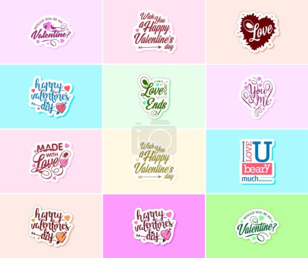 Ilustración de Celebrating Love on Valentine's Day with Stunning Design Stickers - Imagen libre de derechos