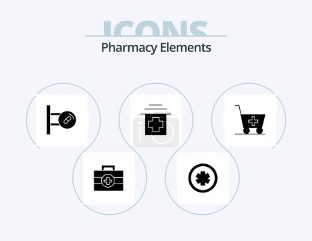 Illustration for Pharmacy Elements Glyph Icon Pack 5 Icon Design. medical. healthcare . test. pills - Royalty Free Image