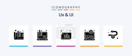 Téléchargez les illustrations : Ux And Ui Glyph 5 Icon Pack Including agile. setting. map. laptop. computer. Creative Icons Design - en licence libre de droit