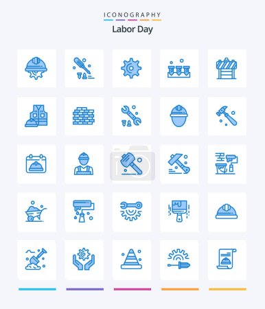 Illustration for Creative Labor Day 25 Blue icon pack  Such As sign. equipment. tool. construction. teeth - Royalty Free Image