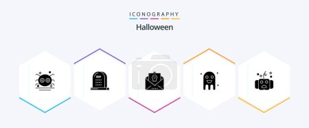 Téléchargez les illustrations : Pack d'icônes Halloween 25 Glyphe incluant festival. célébration. halloween. horreur. halloween - en licence libre de droit