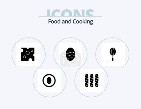 Téléchargez les illustrations : Food Glyph Icon Pack 5 Icon Design. food. drink. cheese. food. baking - en licence libre de droit