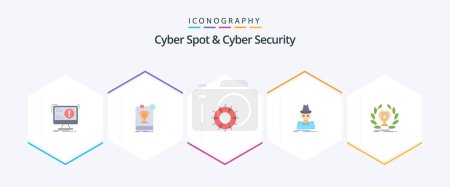 Ilustración de Cyber Spot And Cyber Security 25 Flat icon pack including incognito. detective. rule. support. lifesaver - Imagen libre de derechos
