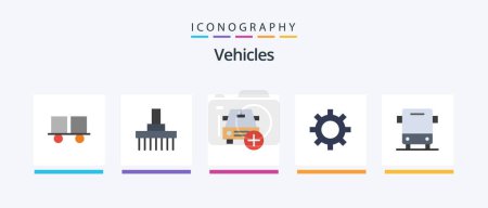 Illustration for Vehicles Flat 5 Icon Pack Including vehicle configuration. setting. rural. vehicles. more. Creative Icons Design - Royalty Free Image