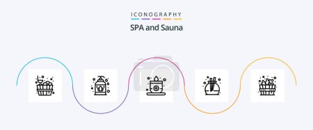 Illustration for Sauna Line 5 Icon Pack Including . lotus. spa. bathhouse - Royalty Free Image
