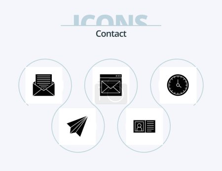 Illustration for Contact Glyph Icon Pack 5 Icon Design. contact us. communication. info. letter. email - Royalty Free Image