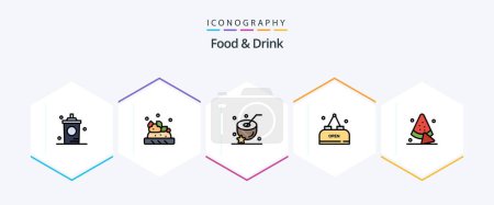 Ilustración de Food And Drink 25 FilledLine icon pack including open. food. drink. drink - Imagen libre de derechos