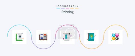 Illustration for Printing Flat 5 Icon Pack Including print. cover. document. brand identity. ruler - Royalty Free Image