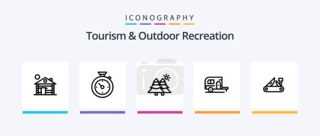 Illustration for Tourism And Outdoor Recreation Line 5 Icon Pack Including fir. time . army. timer. swiss. Creative Icons Design - Royalty Free Image