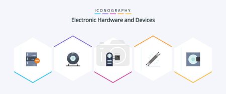 Illustration for Devices 25 Flat icon pack including hardware. electronic. camcorder. electric. equipment - Royalty Free Image
