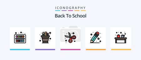 Illustration for Back To School Line Filled 5 Icon Pack Including apple. drink. education. cup. glasses. Creative Icons Design - Royalty Free Image