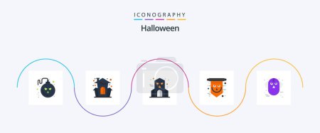 Illustration for Halloween Flat 5 Icon Pack Including halloween. spooky. halloween. skull. halloween - Royalty Free Image