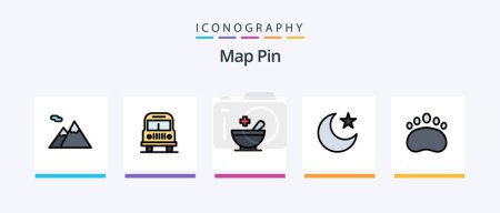 Illustration for Map Pin Line Filled 5 Icon Pack Including . bed. hotel. hospital. hand. Creative Icons Design - Royalty Free Image