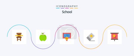 Ilustración de School Flat 5 Icon Pack Including education. stationary. study. eraser. diploma - Imagen libre de derechos