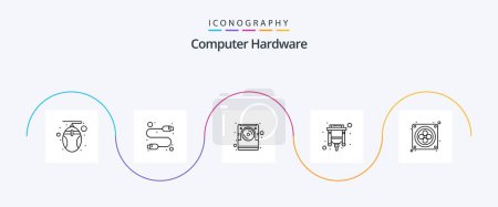 Illustration for Computer Hardware Line 5 Icon Pack Including fan. hdmi. computer. usb. cable - Royalty Free Image