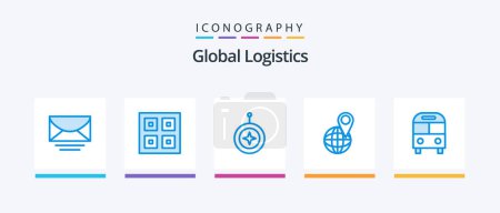 Illustration for Global Logistics Blue 5 Icon Pack Including world. location. shipping. global. shield. Creative Icons Design - Royalty Free Image