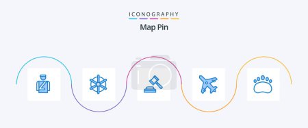 Téléchargez les illustrations : Map Pin Blue 5 Icon Pack Including . clutches. auction. bear. travel - en licence libre de droit