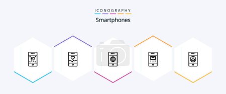 Ilustración de Smartphones 25 Paquete de iconos de línea que incluye señalización. Mensaje. conexión. Correo. sobres - Imagen libre de derechos