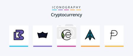 Téléchargez les illustrations : Cryptocurrency Line Filled 5 Icon Pack Including coin . crypto . crypto currency. coin. Creative Icons Design - en licence libre de droit