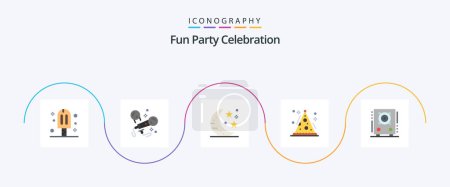 Téléchargez les illustrations : Party Flat 5 Icon Pack Including loudspeaker. party. bar. holiday. cone - en licence libre de droit