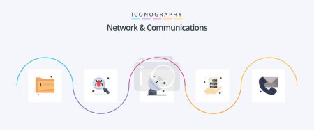Illustration for Network And Communications Flat 5 Icon Pack Including share. code. insect. space. orbit - Royalty Free Image